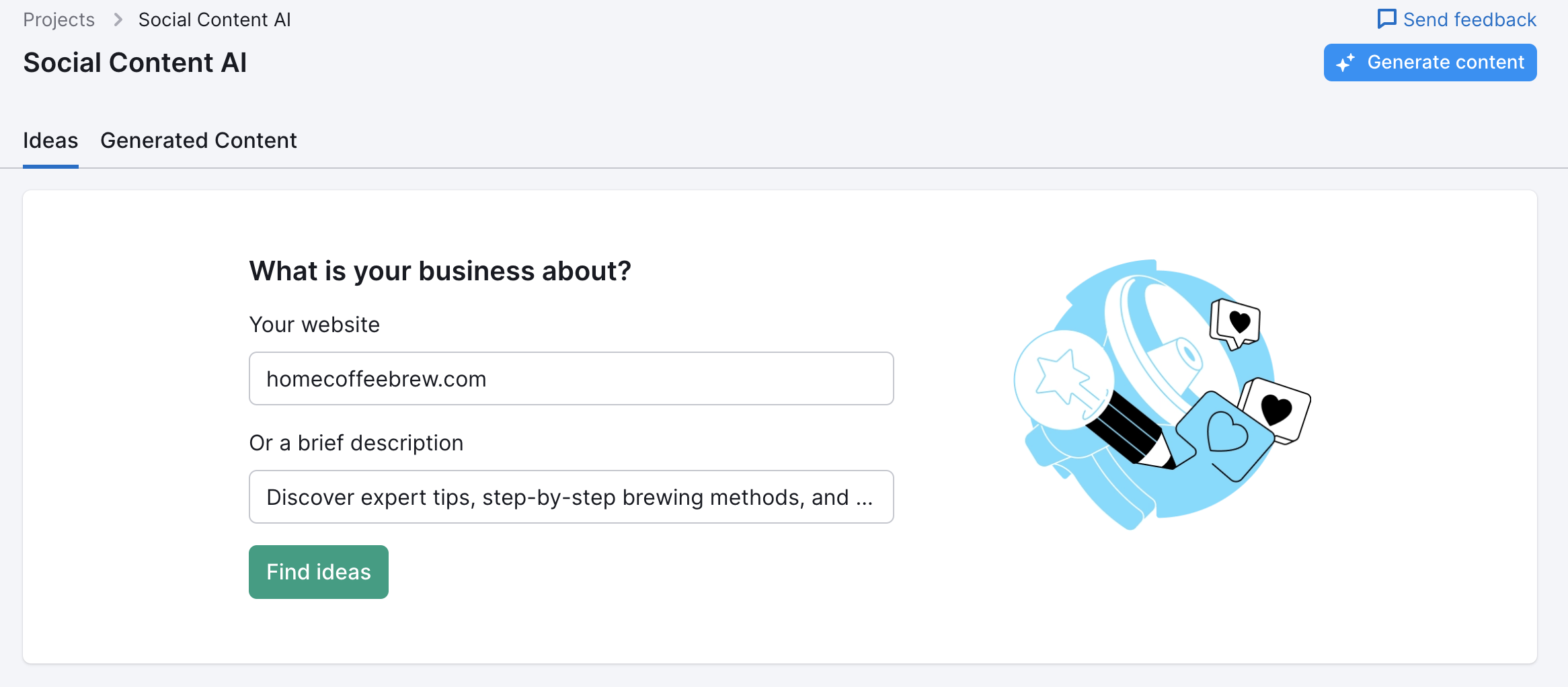 Social Content AI landing page. 